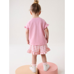 Little Maven_Bộ đồ bé gái cotton mùa hè hoạ tiêt thỏ hồng