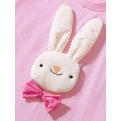 Little Maven_Bộ đồ bé gái cotton mùa hè hoạ tiêt thỏ hồng