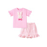 Little Maven_Bộ đồ bé gái cotton mùa hè hoạ tiêt thỏ hồng