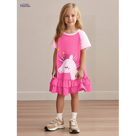 🎀 Váy Hồng Bé Gái Họa Tiết Pony – Little Maven