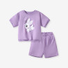 🐰 Bộ Quần Áo Bé Gái Little Maven – Cotton Khô Màu Tím