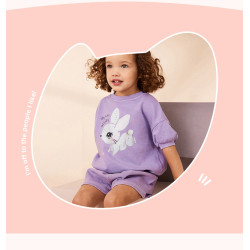 🐰 Bộ Quần Áo Bé Gái Little Maven – Cotton Khô Màu Tím